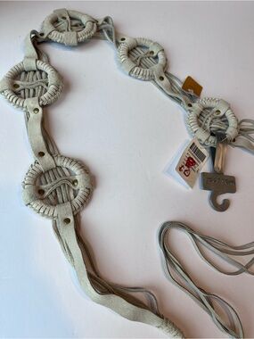 Vintage Wet Seal Suede Leather Circle Fringe Belt Y2K